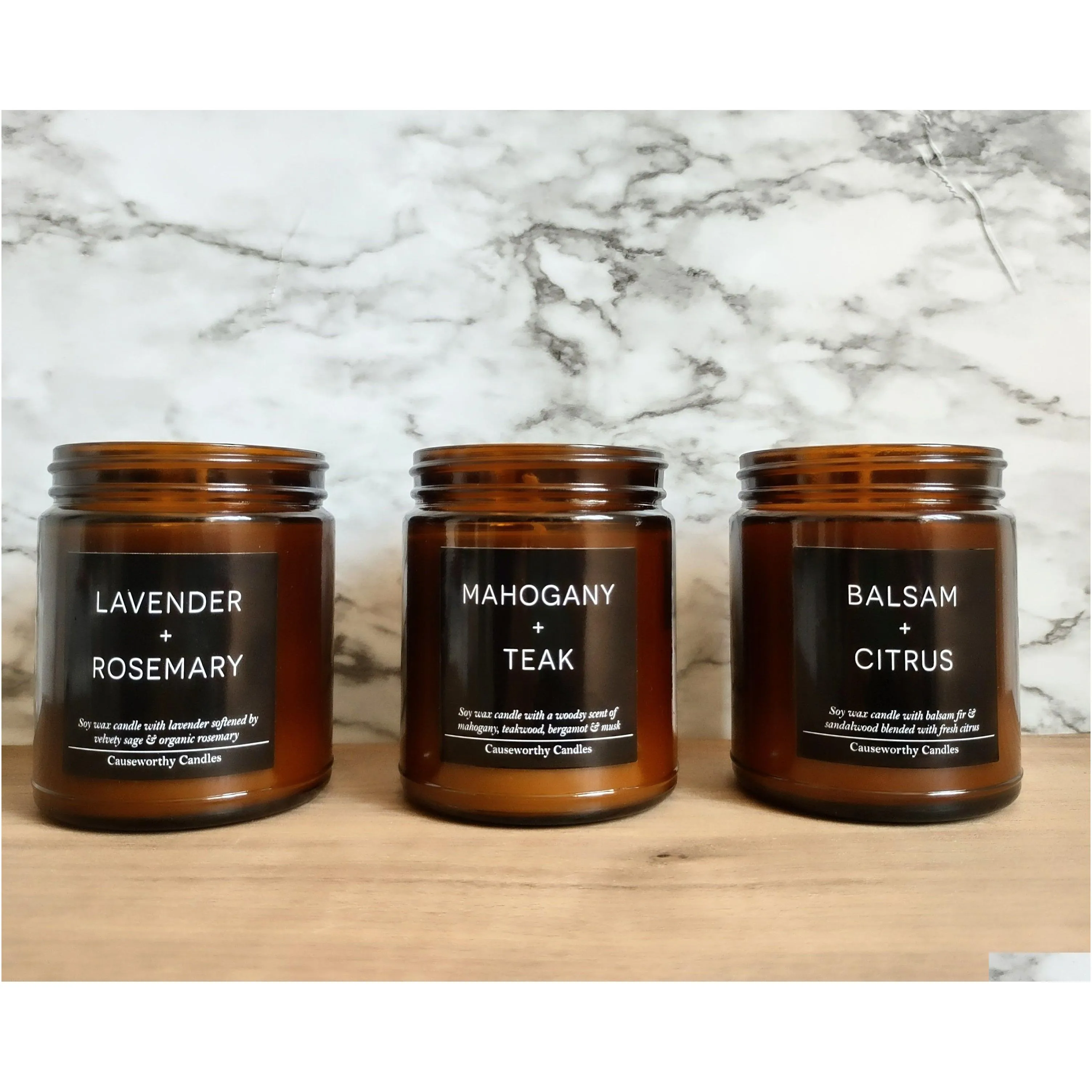 high quality - clean burning - handcrafted - non-toxic - glass jars - causeworthy candles