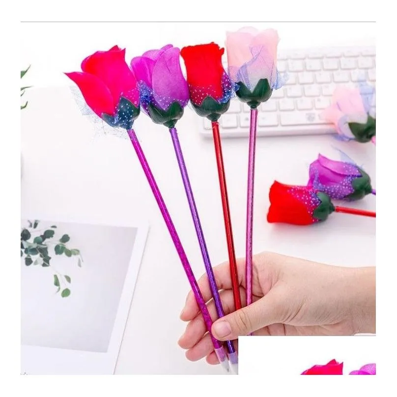 wholesale creative writing gift rose ballpoint pen valentines day gift fashion school office supplies dhs