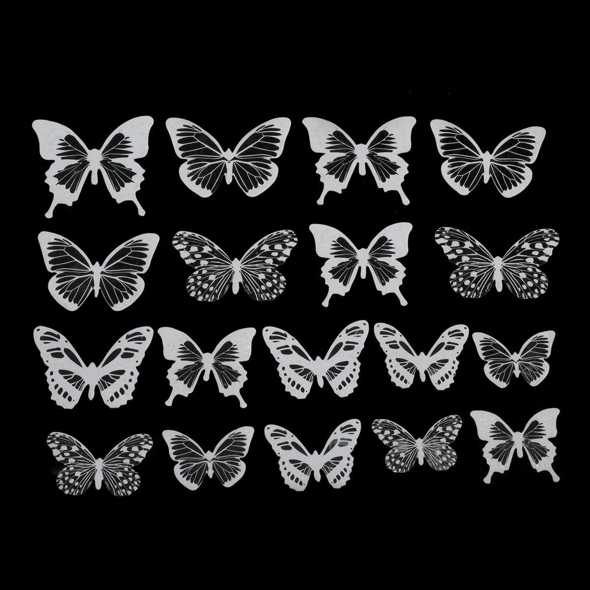 18 pieces of black and white butterfly 3d three-dimensional simulation butterfly pvc home creative wall decoration