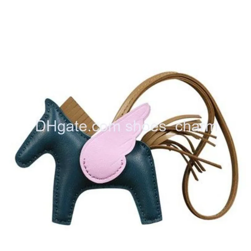 designer fashion horse zmmode s 10cm luxury sheepskin horse keychains genuine leather charm brand women bag ornament handmade pendant trendy accessory 