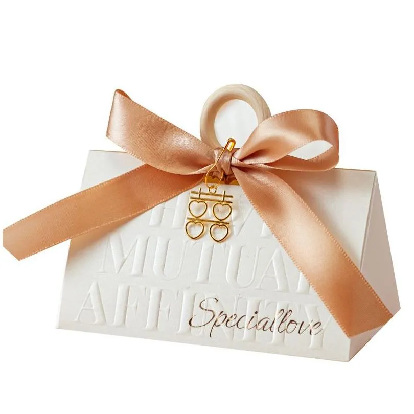Favor Holders European Champagne Gold Triangle Wedding Candy Box Handheld Bag Small Gift Drop Delivery Wedding , Party Events Wedding Dhmvh