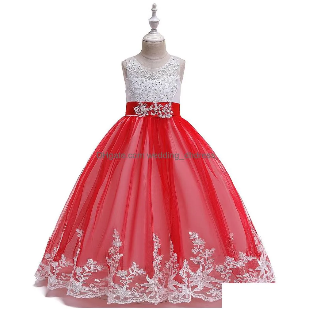 girls summer dress girls children long princess dress vestido party wedding dress 3 10 12 years y19061501