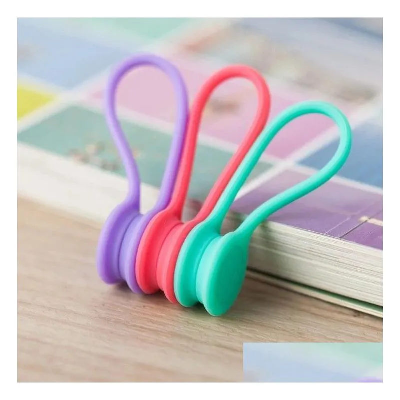 wholesale multi-function silicone magnetic wire cable organizer phone key cord clip usb earphone clips data line storage holder