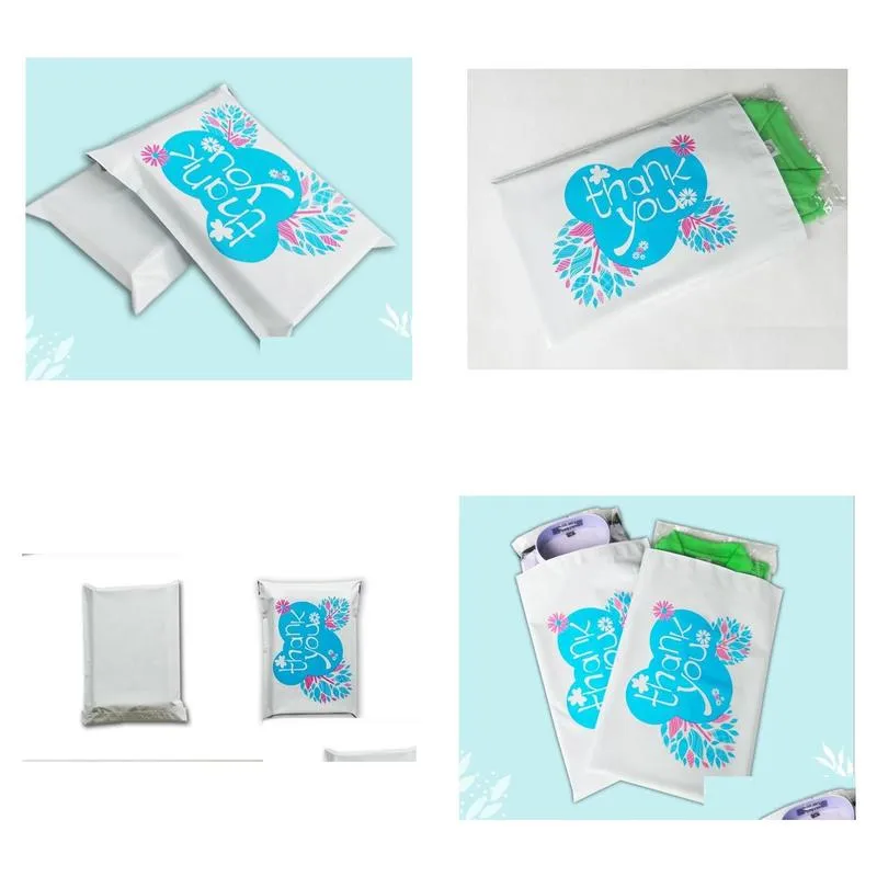 qi 17x30cm thank you printed pe color mailing bags self-seal plastic envelopes poly mailer bags white express plastic pouch