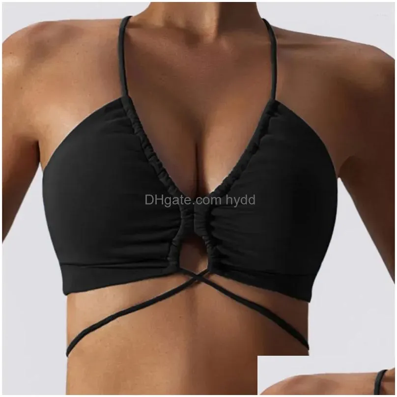 yoga outfit sexy gym top women crease sports bra running back cross breathable underwear fitness workout