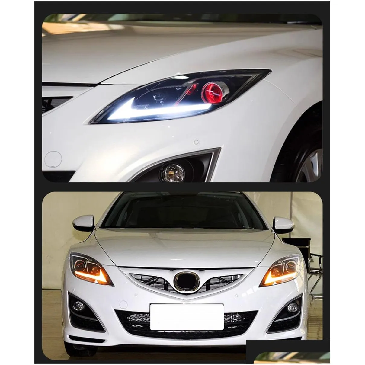 led headlight for mazda 6 atenza headlights 2009-20 16 angel eye bi led signal daytime lights accessory