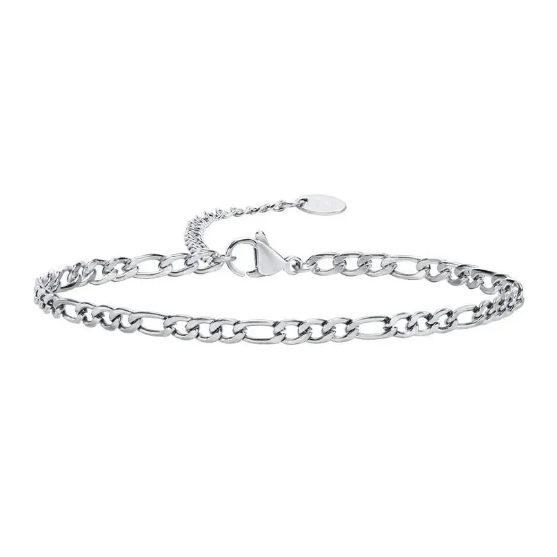 link bracelets modyle 3mm width figaro chain for women anti allergy stainless steel wristband wedding jewelry gifts