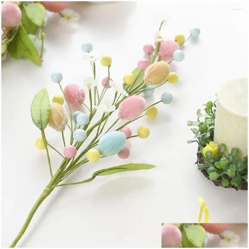 decorative flowers artificial realistic diy easter egg flower branch decoration for party maintenance-free festive