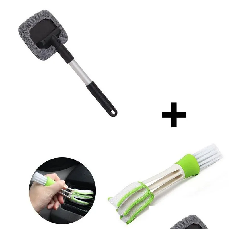 telescopic car cleaning brush set interior with handle retractable auto window glass windshield cleaner washing brushes vehicle wash