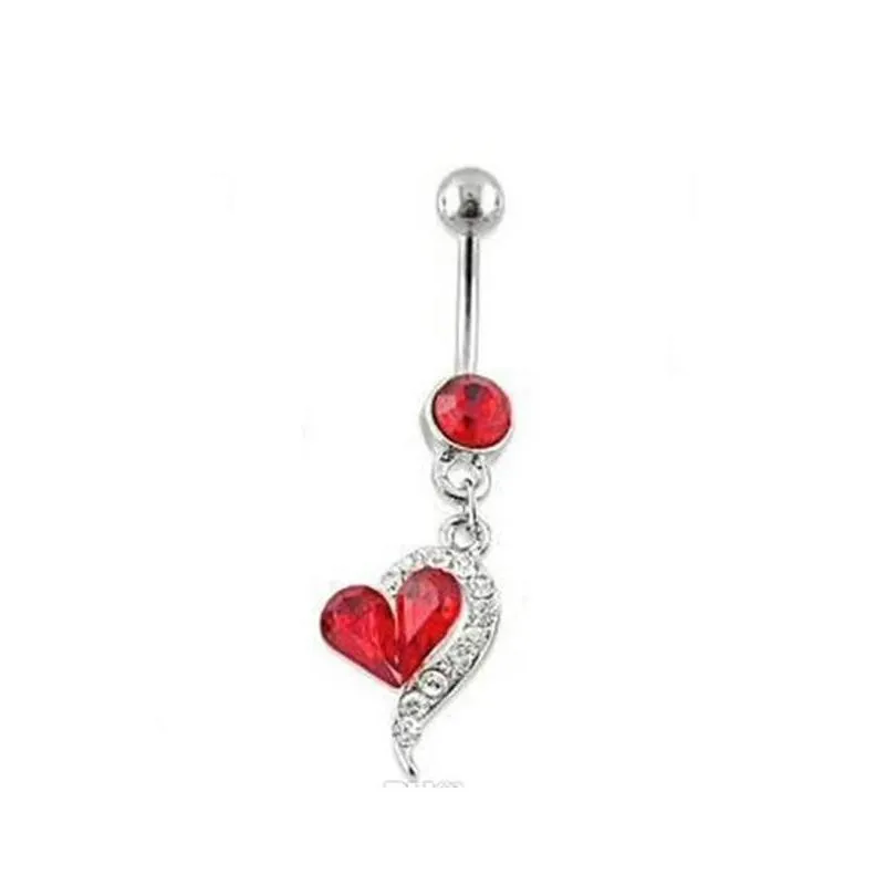 4 colors mix color heart style ring belly button ring navel rings body piercing jewelry dangle accessories fashion charm 7k1gu