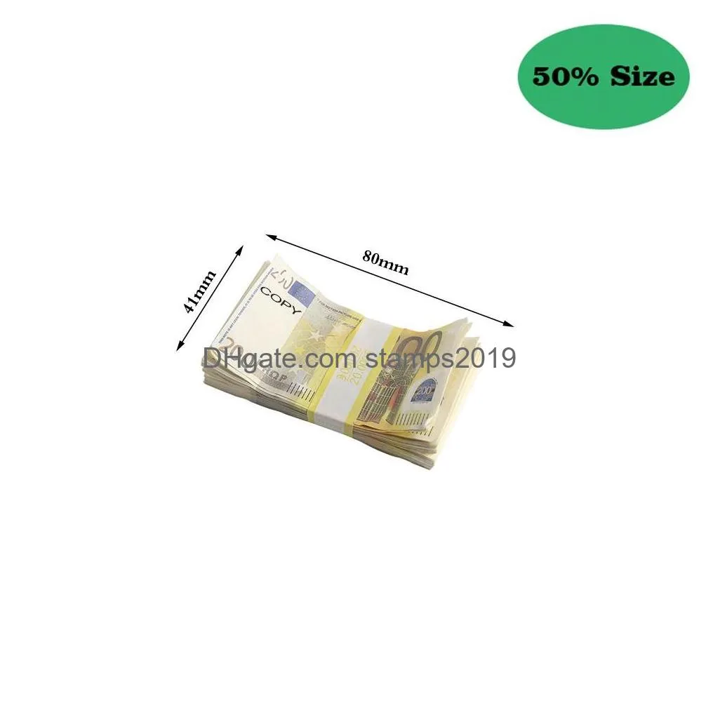 50% size aged prop money toy party games copy 10 20 50 100 party fake money notes faux billet euro play collection gifts