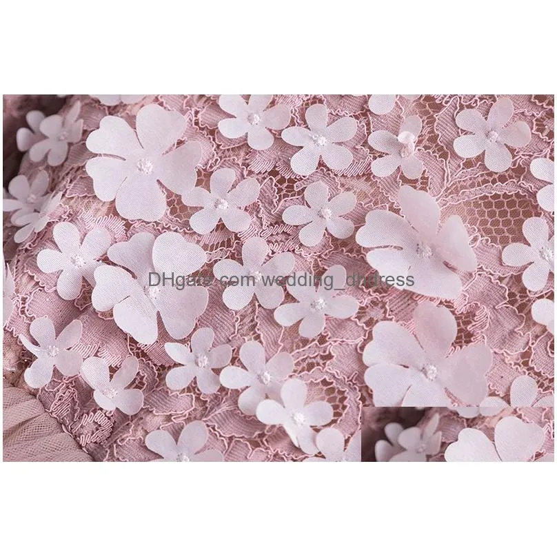 In Stock Flower Girl Dresses Spring Little Girls Lace Princess Dress Party Children Holiday Mesh Tutu Kids Long Sleeve Casual Clothi Dhf5H