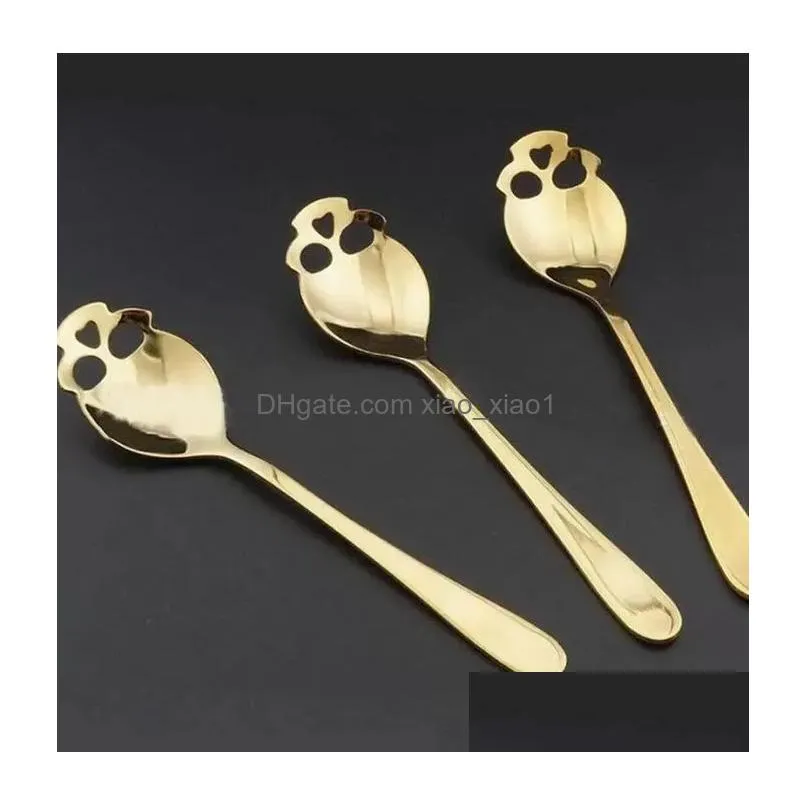 dhs sugar skull tea spoon suck stainless coffee spoons dessert spoon ice cream tableware colher kitchen accessories 100pcs c0525p21
