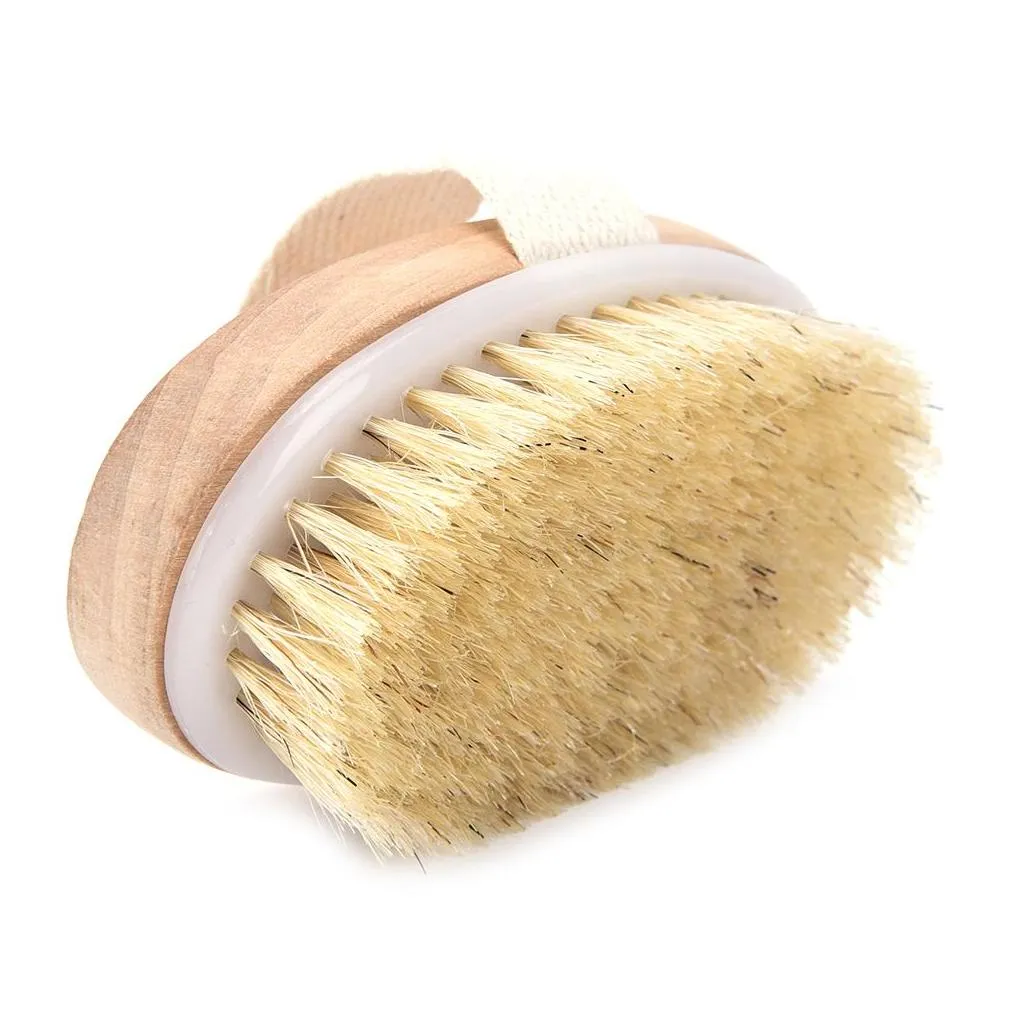 Bath Brushes, Sponges & Scrubbers Stock Bathing Brush Soft Natural Bristle The Spa Dry Skin Without Handle Wooden Bath Shower Exfoliat Dhywp