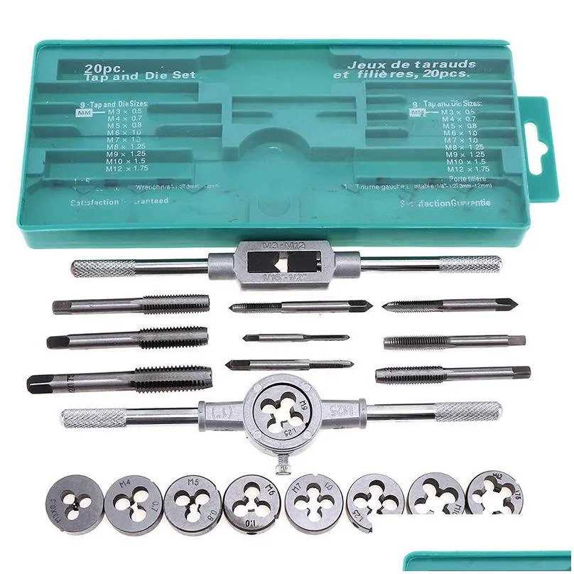 hand tools 20/40pcs high quality tap and die set metric thread tap and dies adjustable diy kit wrench