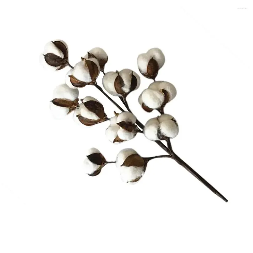 decorative flowers 50cm cotton stems 12 boll branch artificial dried home wedding decor