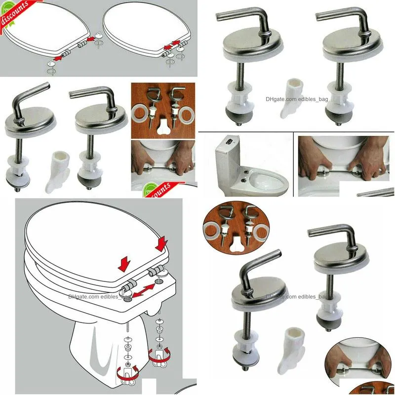 upgrade 2 pcs toilet cover hinges toilet seat fix fitting stainless steel back to wall replacement hinges mounting fittings