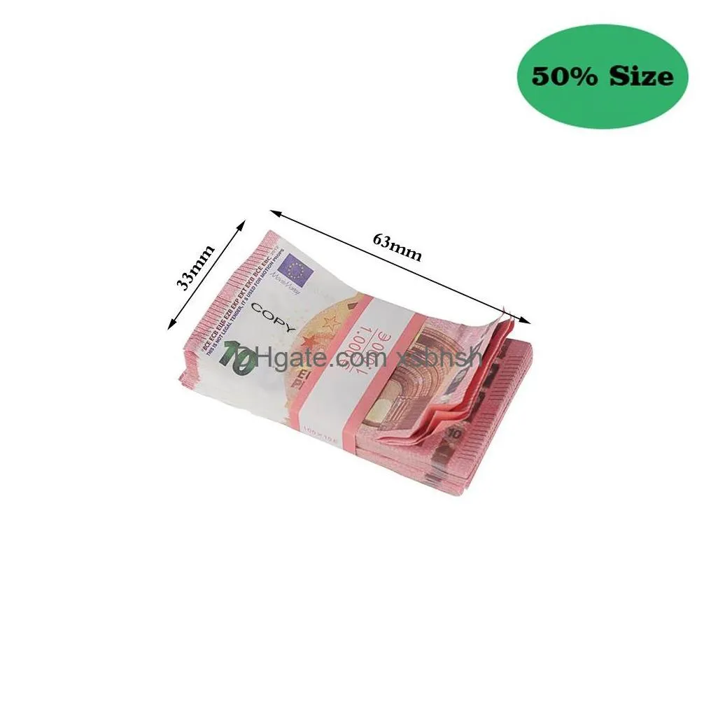 50% size aged prop money toy party games copy party fake money notes faux billet euro play collection gifts for music video math skills kids play and