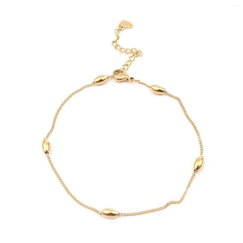 anklets 1pc simple stainless steel anklet gold color oval charms link chains women summer on foot bracelets party jewelry gifts