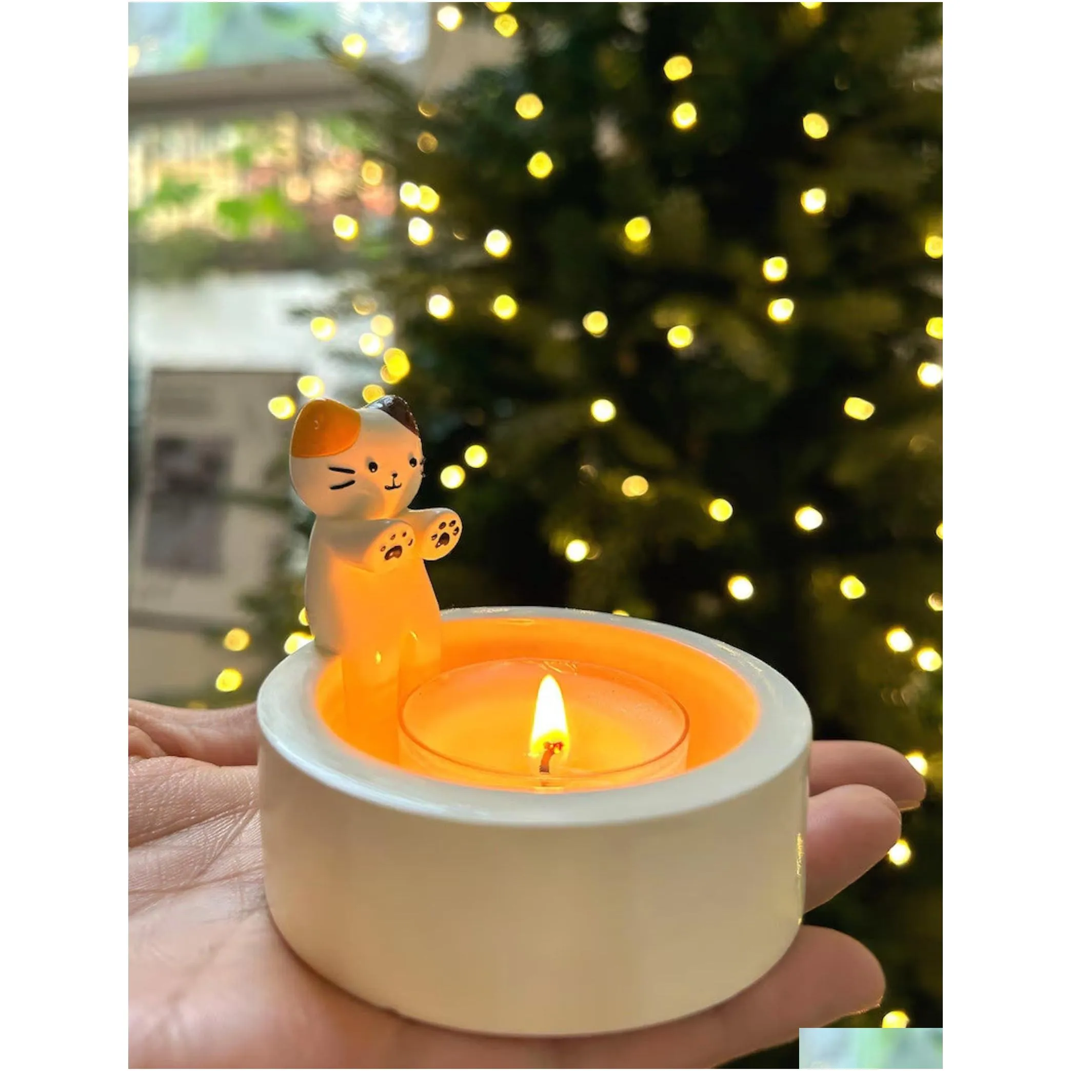 Candles Adorable Cat Candle Holder - Perfect For Home Drop Delivery Home Garden Home Decor Otmwc