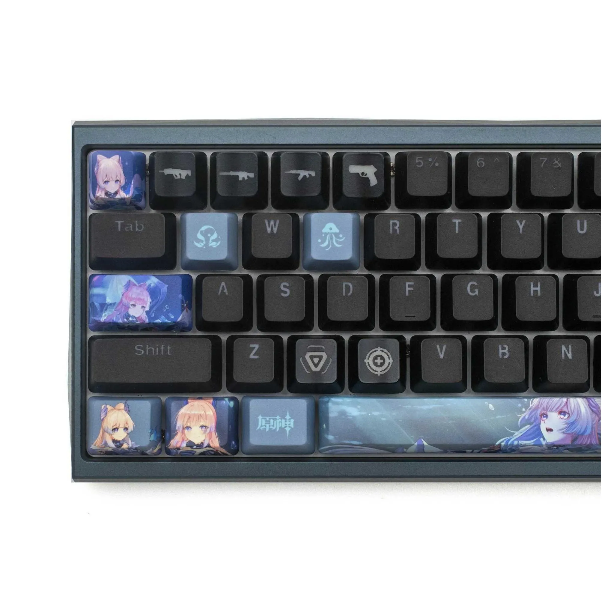 keyboards keyboards genshin impact keycaps sangonomiya kokomi keycaps 10 keys mini set oem height pbt sublimation keycaps yq240123