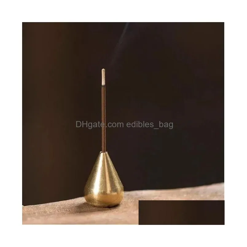 water drop shape incense stick holder brass small censer accessories mini copper stick holder home decor fy5849 1101