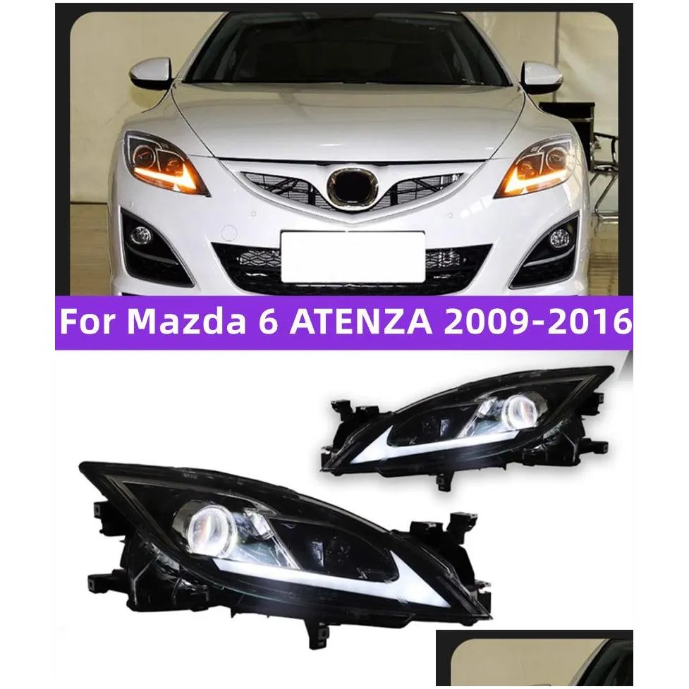 upgrade car headlight for mazda 6 atenza 2009-20 16 led signal lights bi led projector head lamp auto assembly