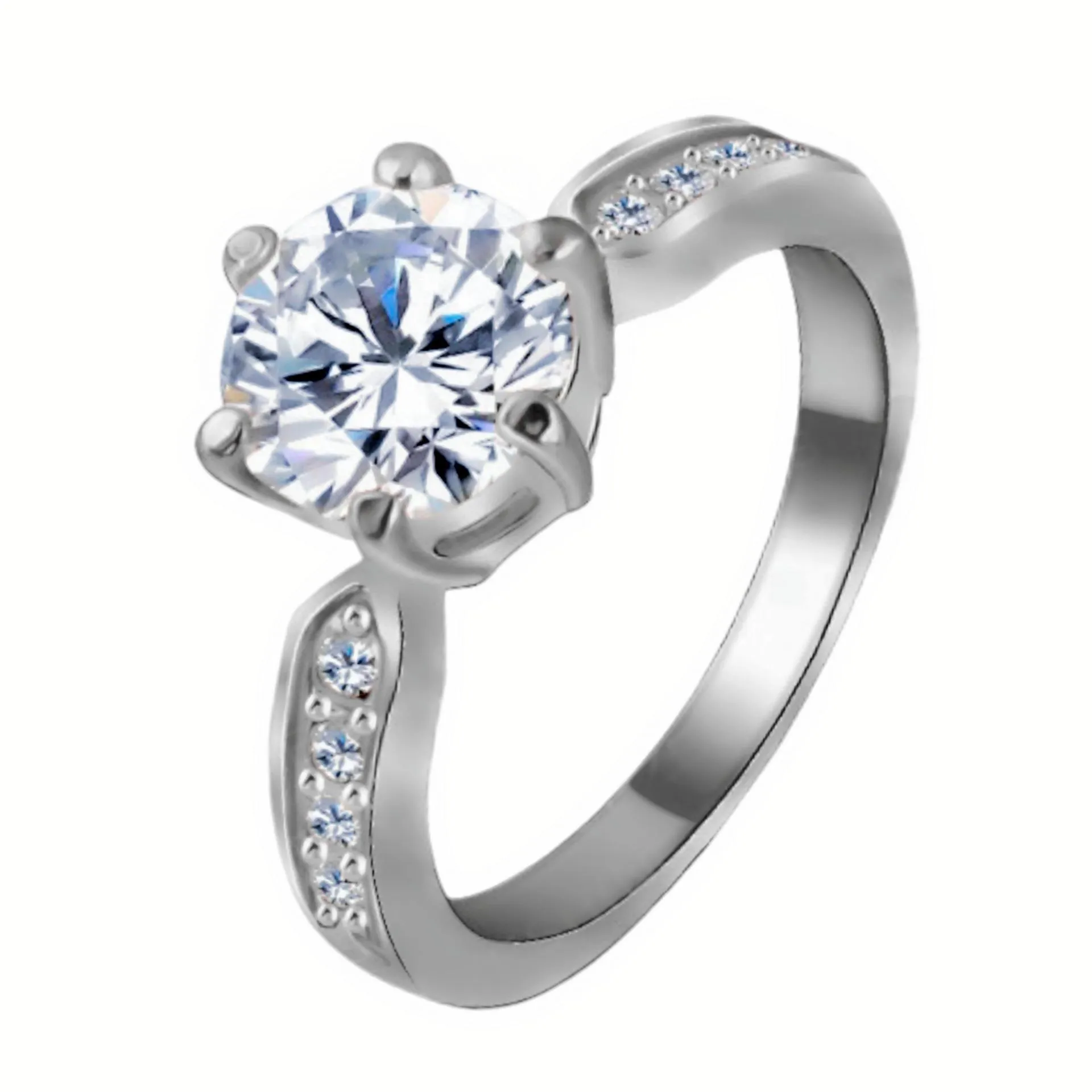 six claw zircon ring classic crystal rose gold claw diamond ring wedding ring