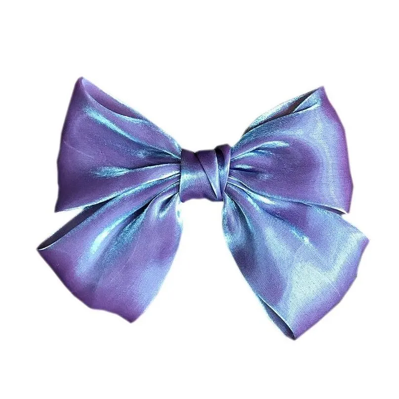 mermaid solid color big large satin ribbon spring bow hairpins barrettes for women girl wedding long ribbon korean hair clip hairgrip