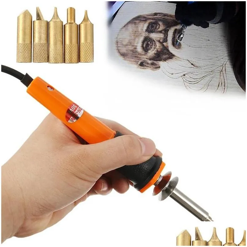 hand & power tool accessories 110v/220v 30w electric soldering iron pen wood burning set pencil burner with tips and eu plug