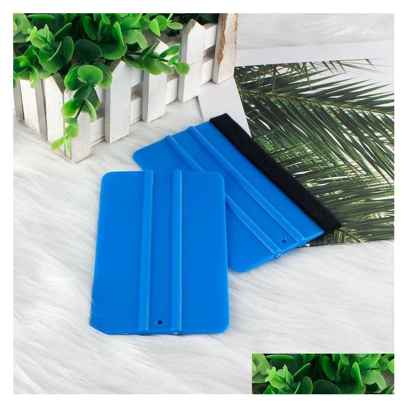 car vinyl film wrapping tools scraper squeegee with felt soft edge wall paper scraper mobile screen protector install care cleaning tool blue