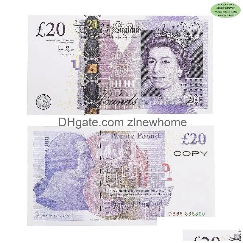 Other Festive & Party Supplies 50% Size Prop Money Printed Toys Uk Pound Gbp British 50 Commemorative Copy Euro Banknotes For Kids Chr Dhcni