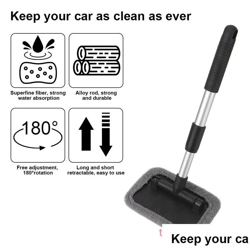 car cleaning tools kit interior retractable telescopic auto window glass windshield cleaner washing brushes vehicle wash accessories