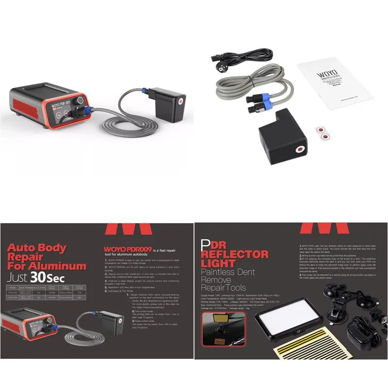 woyo pdr009 1500w dent removalrepair machine dent detector lamp board tool set box pdr for aluminum body6767771