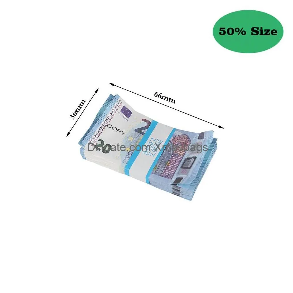 50% size aged prop money toy party games copy 10 20 50 100 party fake money notes faux billet euro play collection gifts