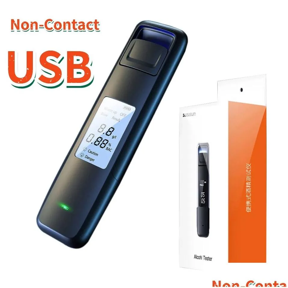 new portable alcoholism test non-contact alcohol breath tester with digital display screen usb rechargeable breathalyzer analyzer high