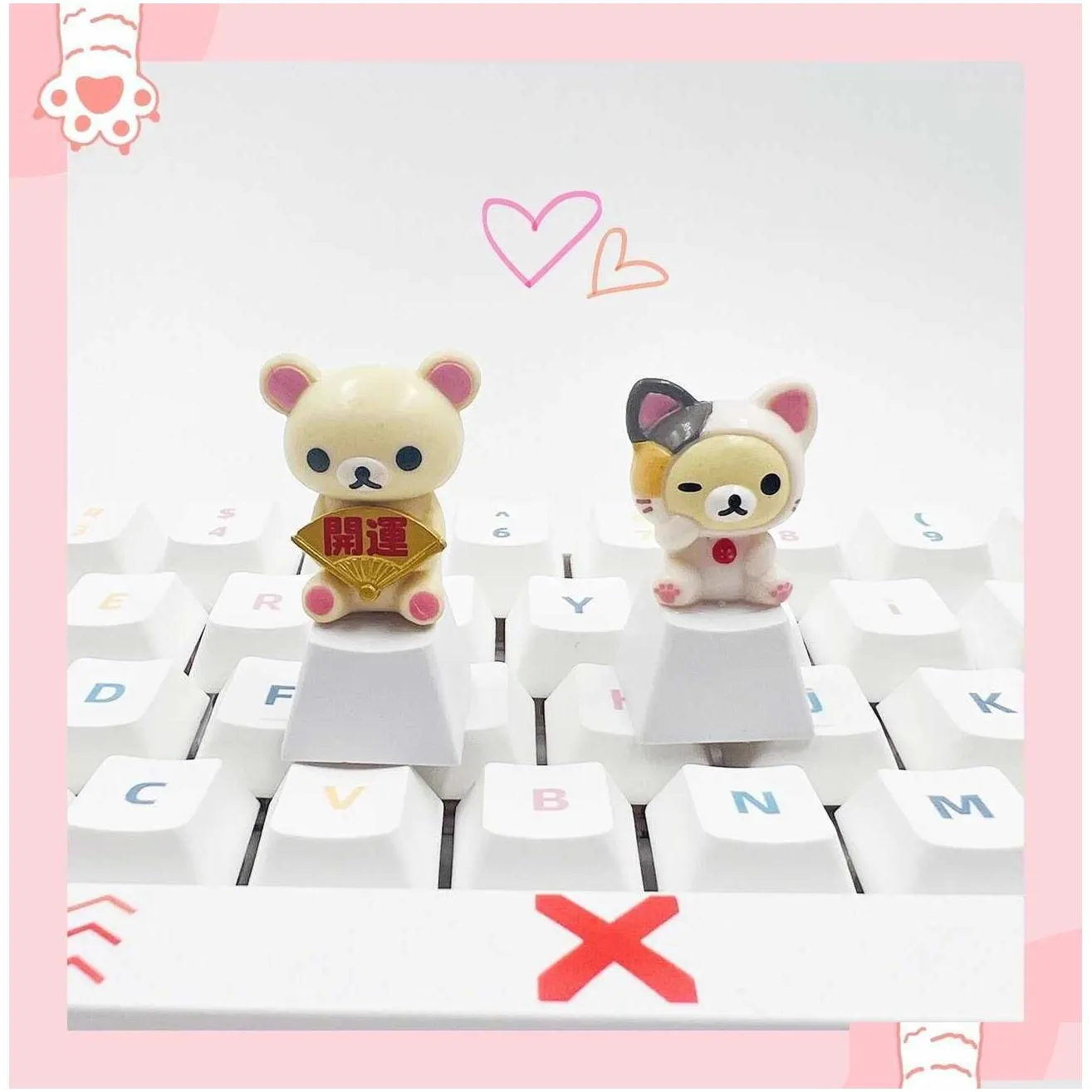 keyboards keyboards esc keycap cute rilakkuma mechanical keyboard custom gift cute transparent creative bear decoration mechanical keyboard cap