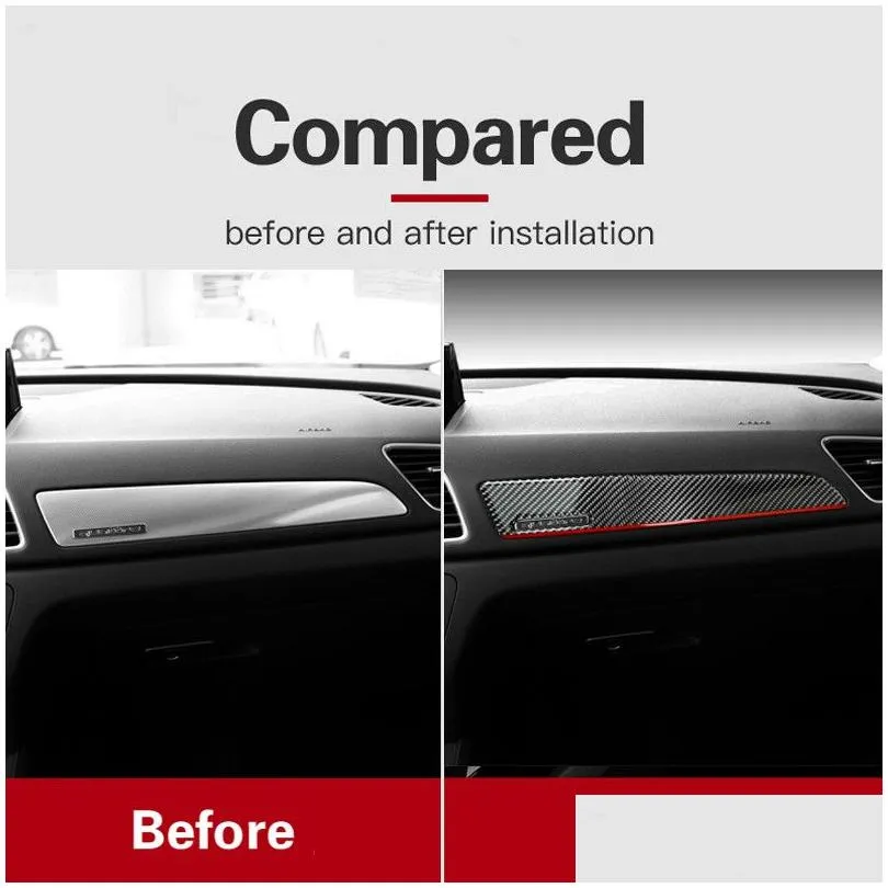 car interior moulding carbon fiber door panel trim cover copilot dashboard panel auto sticker car styling for audi q3 2013-2018