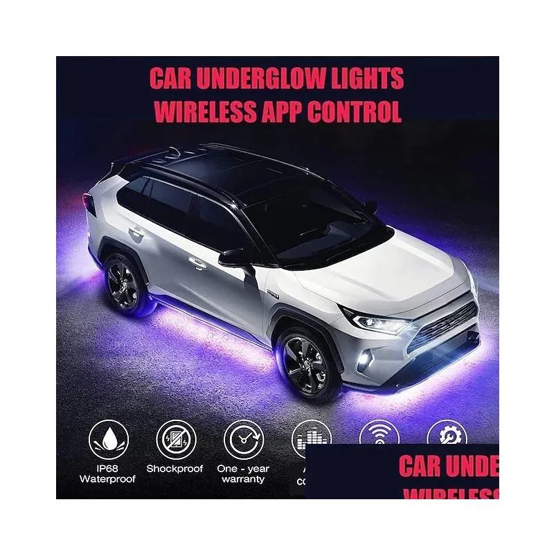 100w 5050 smd led ip68 waterproof car underbody light led decorative lamp auto rgb underglow flexible strip voice app control7438548