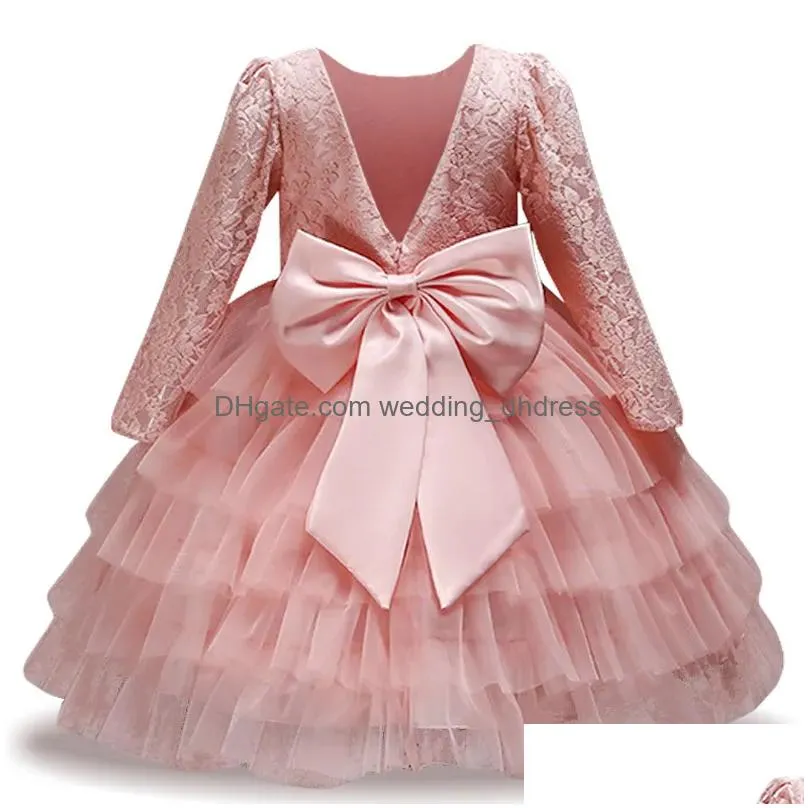 In Stock Flower Girl Dresses Elegent Toddler Girls Princess Dress For Party Children Easter Carnival Costume Kids Clothing 2 3 4 5 6 Dhfb1