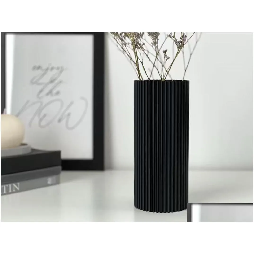 Vases Decorative Ribbed Vase For Dried Flowers And Pampas Drop Delivery Home Garden Home Decor Otdaj