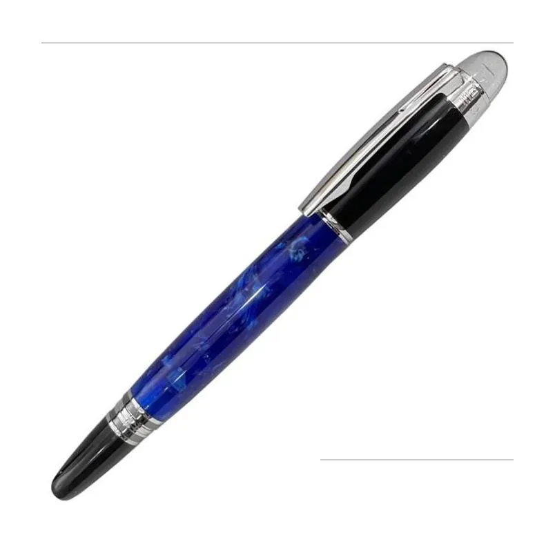 Ballpoint Pens Wholesale 5A Crystal On Top Rollerball Gel Black And Sier Circle E M Roller Ball Pen With Series Number Drop Delivery O Otmyc