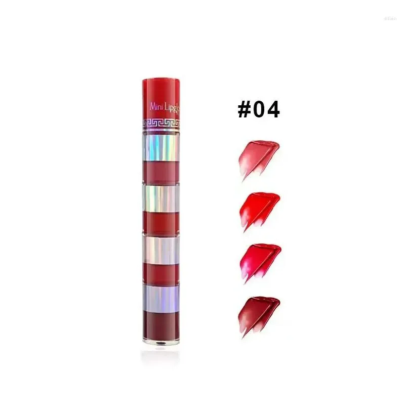 lip gloss four quarters small branch water proof does not fade non-stick cup four-color lasting matte makeup cosmetic