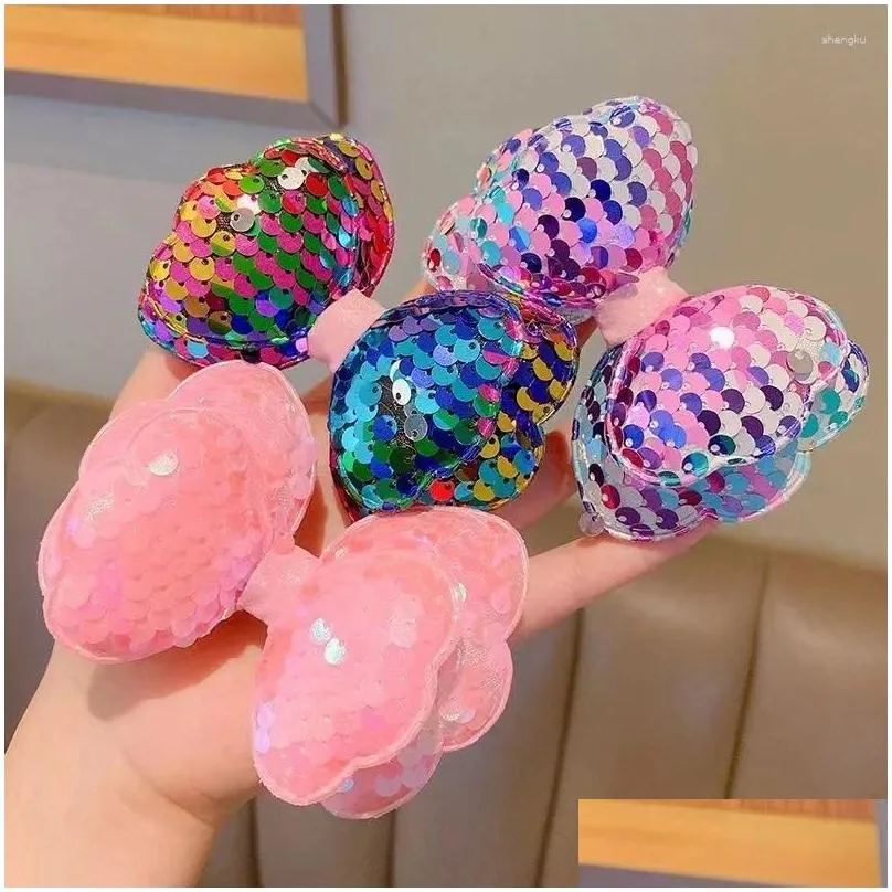 hair accessories 1piece fashion shiny squein clip for kids girl colorful glitteringbow pin toddler bang side kid headwear