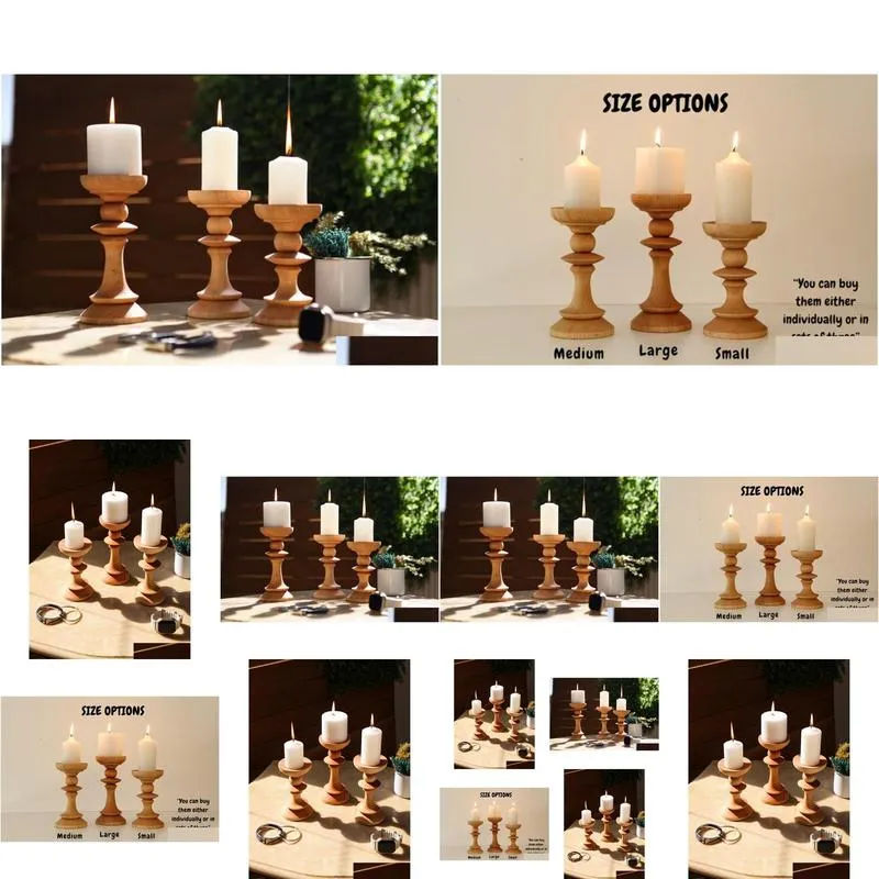 Candle Holders - Home Decor Gift Wooden Candlestick Wedding New Drop Delivery Otxbw