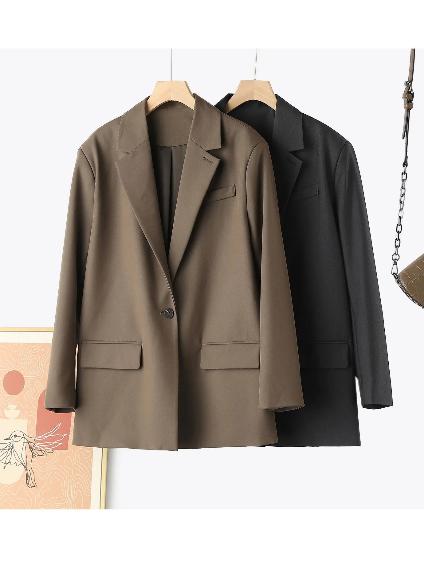 light and elegant italian jin mouth hemp feeling box suit jacket ji simple elegant three-dimensional shoulder suit woman