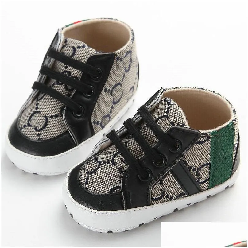 First Walkers Baby Designers Shoes Newborn Kid Canvas Sneakers Boy Girl Soft Sole Crib First Walkers 0-18Month Drop Delivery Baby, Kid Dhrux