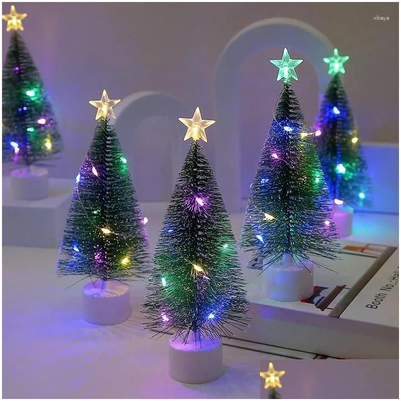 christmas decorations 2024 luminous mini trees beautiful small artificial xmas desk home
