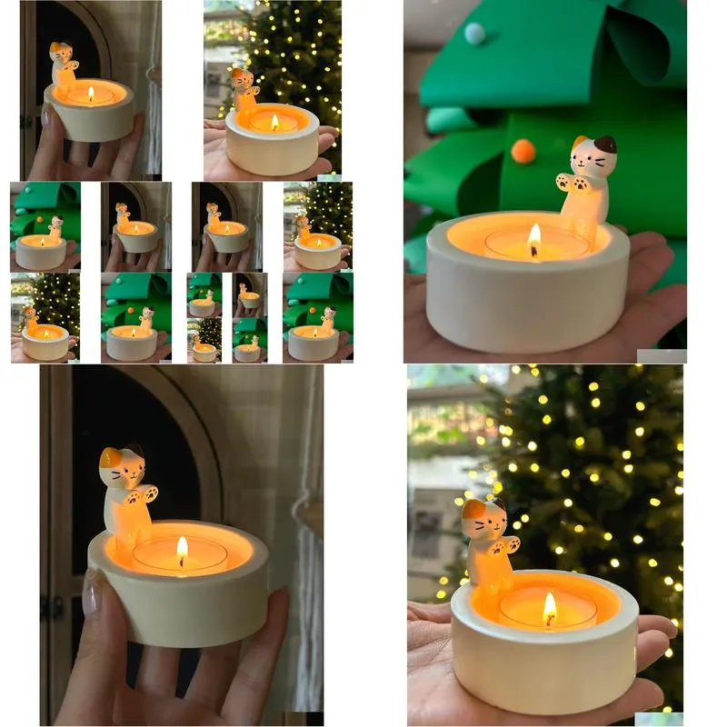Candles Adorable Cat Candle Holder - Perfect For Home Drop Delivery Home Garden Home Decor Otmwc