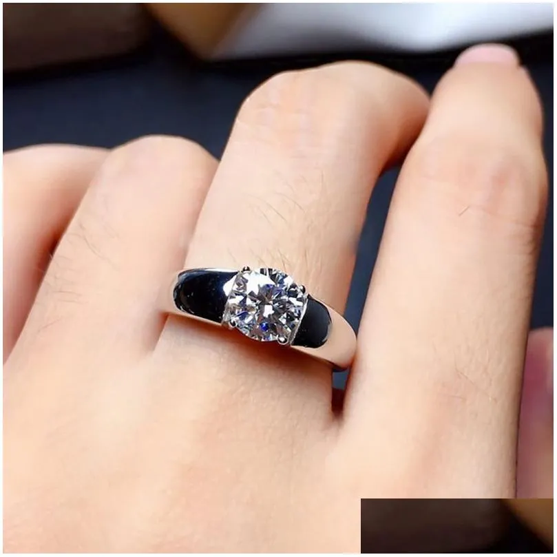 handmade 2ct lab moissanite ring sterling sier engagement wedding band rings for men party jewelry gift